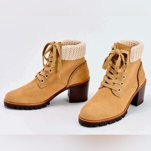 Jack Rogers Harper Hiker Knit Oak/Natural Lace-Up Boots, 7.5M